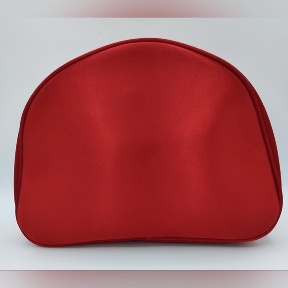 Early 1990s Vintage DIOR Parfum Red Satin Vanity Gold Plaque Vanity Makeup Bag - Picture 4 of 10